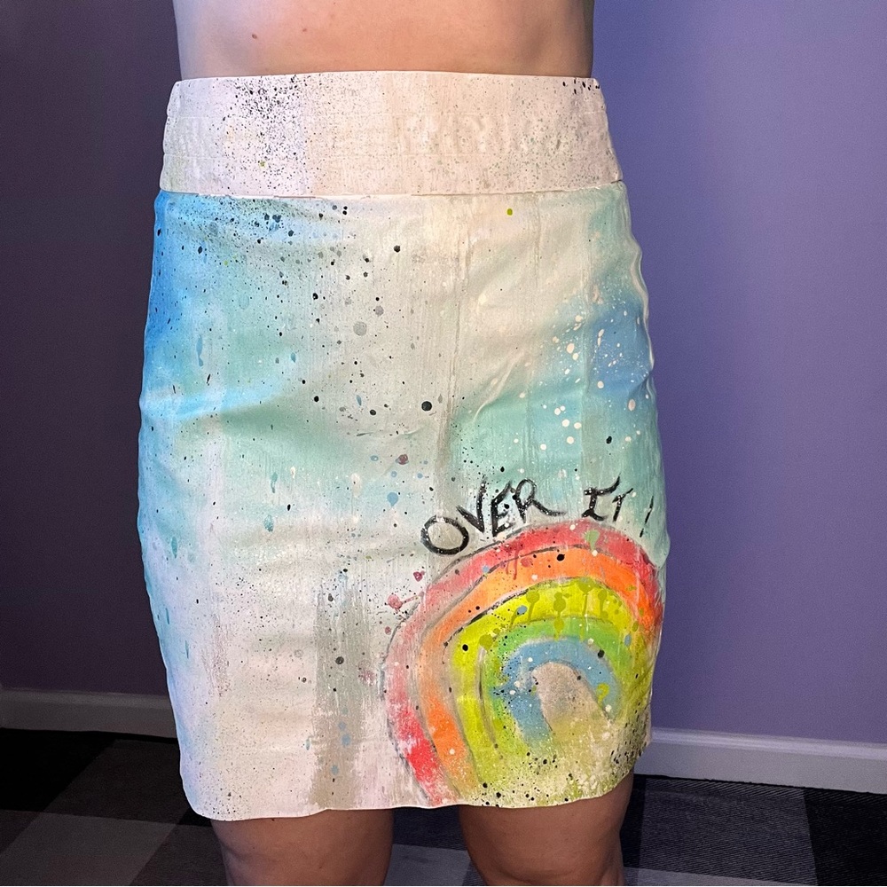 Hand Painted “Over It” Pencil Skirt